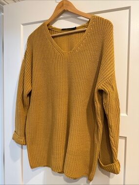 Jenni Kayne V-Neck Oversized Knit Sweater - Mustard